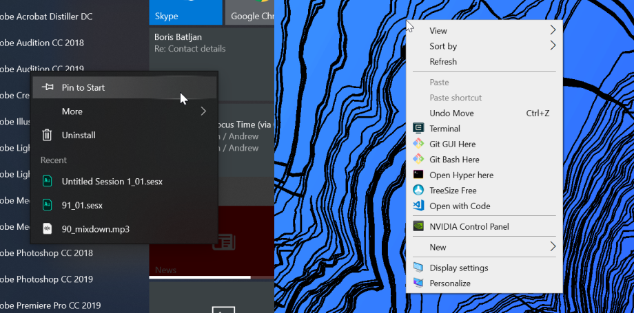 The new version of the right-click menu in Windows compared to the old version
